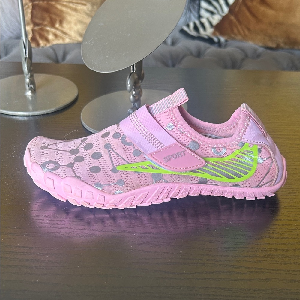 Kids Water Shoes - Pink with Neon green and silver Accents - Picture 4 of 14